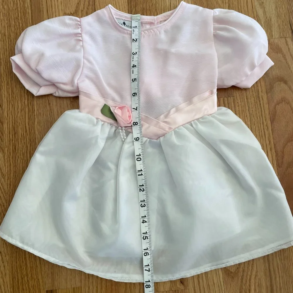 DRESSOLUTIONS Girls Pink and White Dress